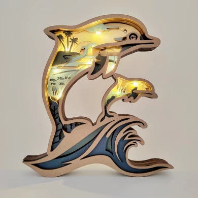 Sculpture dauphins en bois