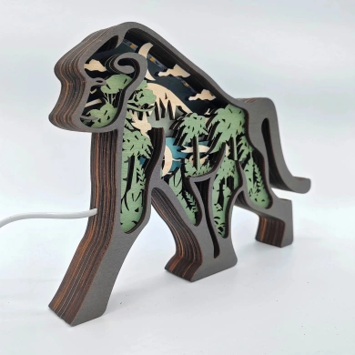 Lampe singe en bois - USB