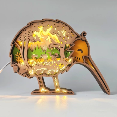 Lampe kiwi en bois - USB