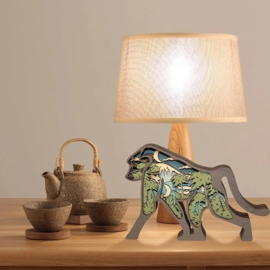 Lampe singe en bois - USB