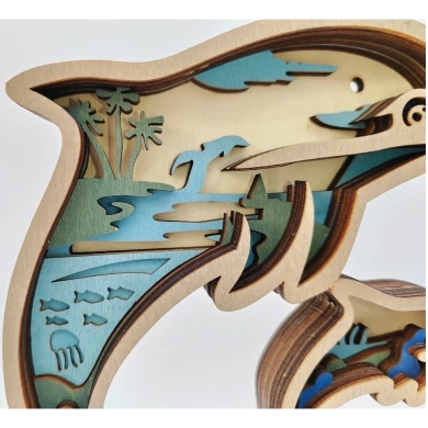 Sculpture dauphins en bois