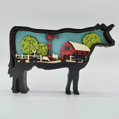 Sculpture vache en bois