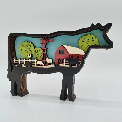 Sculpture vache en bois