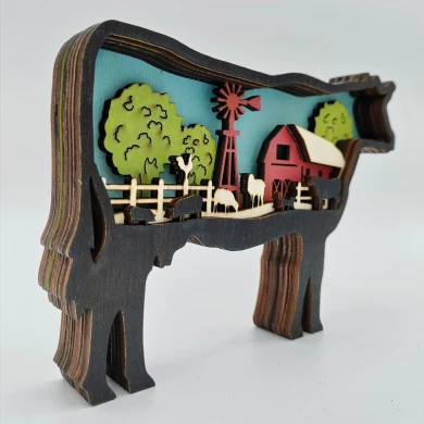 Sculpture vache en bois