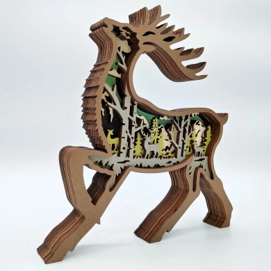 Sculpture cerf en bois