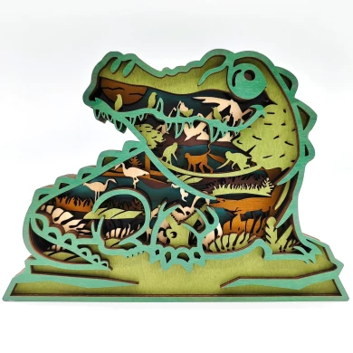 Sculpture crocodile en bois