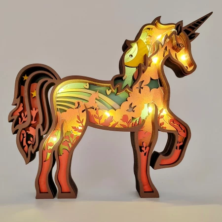 Sculpture licorne en bois