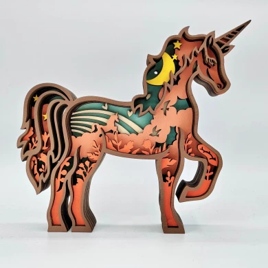 Sculpture licorne en bois