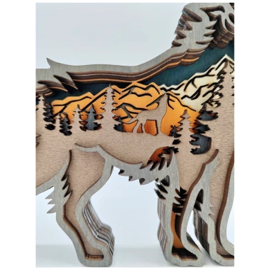 Sculpture loup en bois