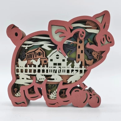 Sculpture cochon en bois