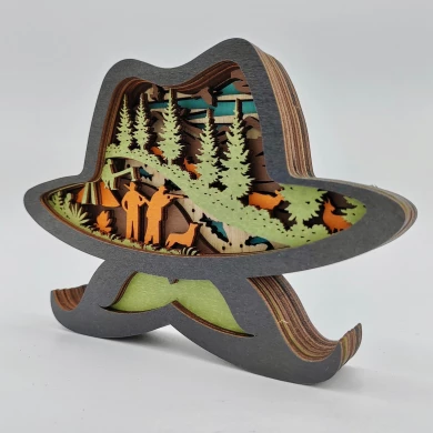 Sculpture chapeau en bois