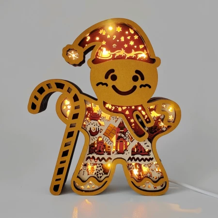 Sculpture bonhomme de pain d'épice en bois - USB