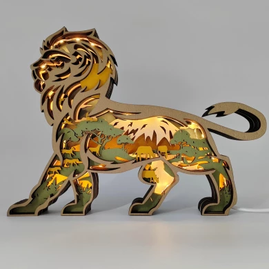 Sculpture lion en bois - USB