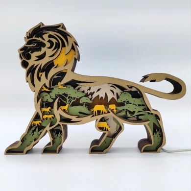 Sculpture lion en bois - USB