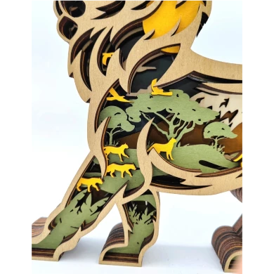 Sculpture lion en bois - USB