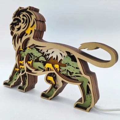 Sculpture lion en bois - USB