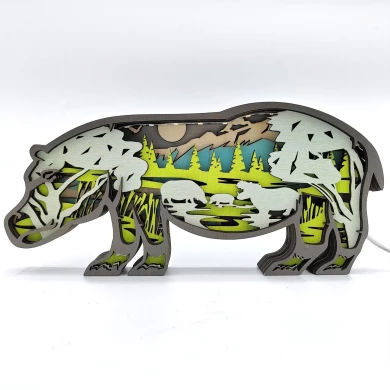 Sculpture hippopotame en bois - USB