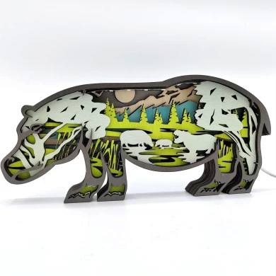 Sculpture hippopotame en bois - USB