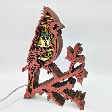 Sculpture cardinal rouge en bois - USB