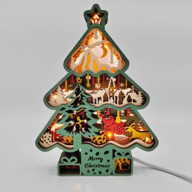 Sculpture sapin de noël en bois - USB