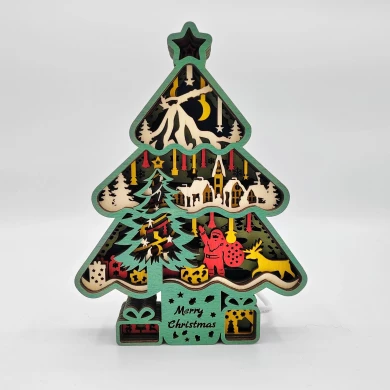 Sculpture sapin de noël en bois - USB