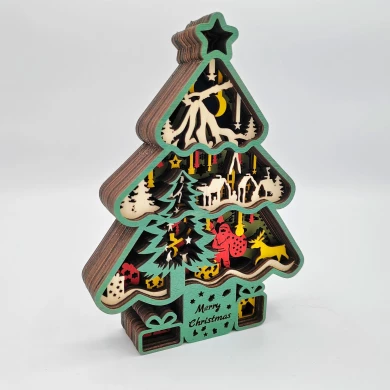 Sculpture sapin de noël en bois - USB