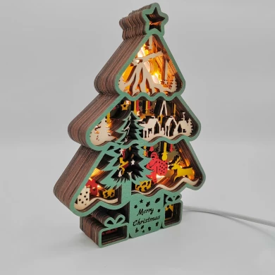 Sculpture sapin de noël en bois - USB