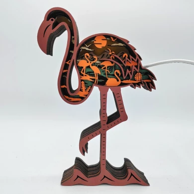 Sculpture flamant rose en bois - USB