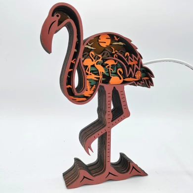 Sculpture flamant rose en bois - USB