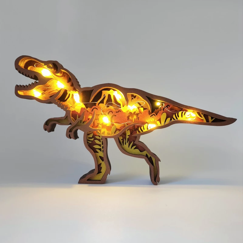 Sculpture dinosaure T-Rex en bois