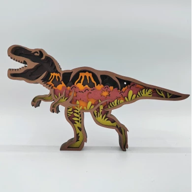 Sculpture dinosaure T-Rex en bois