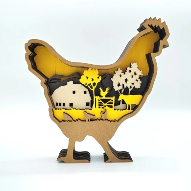 Sculpture poule en bois