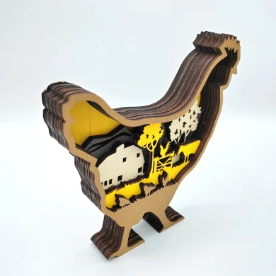 Sculpture poule en bois