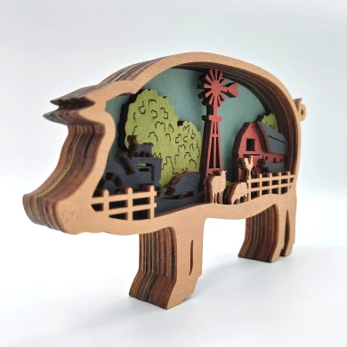 Sculpture cochon en bois