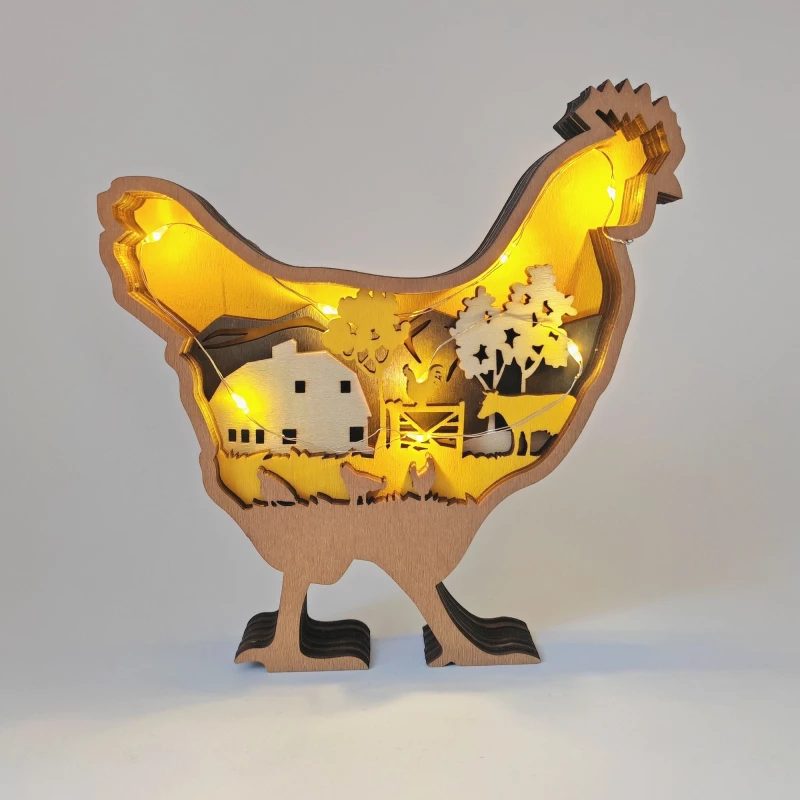 Sculpture poule en bois