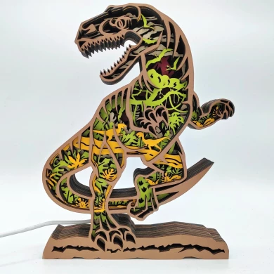 Sculpture dinosaure vélociraptor en bois - USB