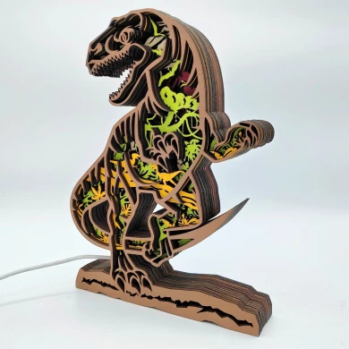 Sculpture dinosaure vélociraptor en bois - USB