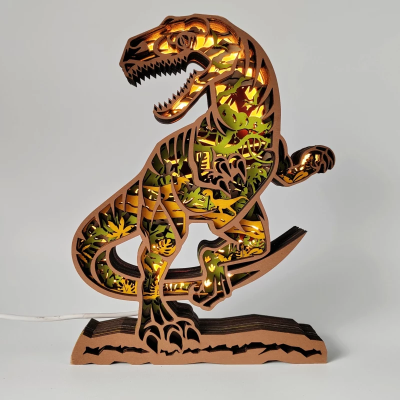 Sculpture dinosaure vélociraptor en bois - USB