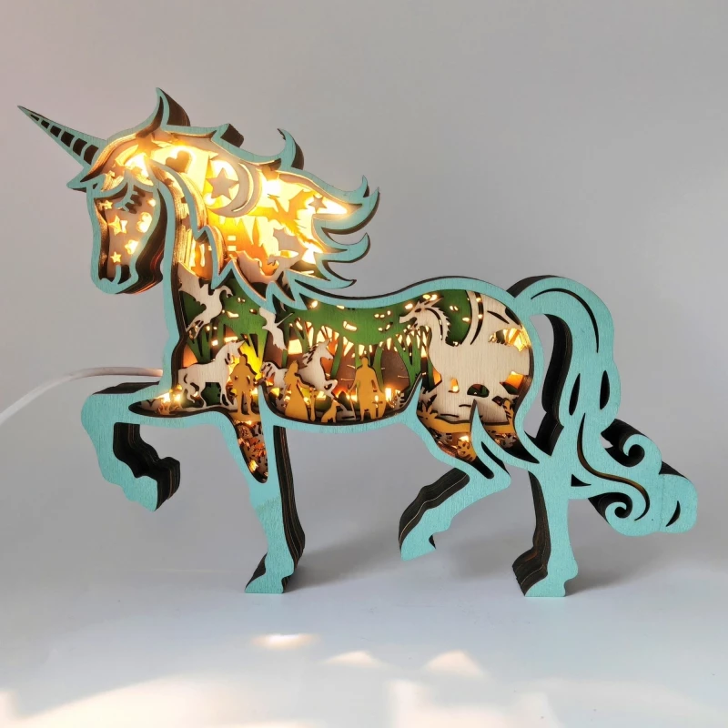 Sculpture licorne en bois - USB