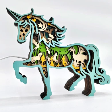 Sculpture licorne en bois - USB