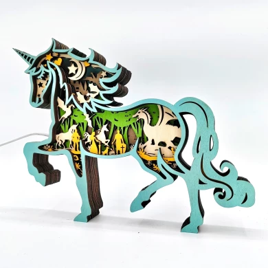 Sculpture licorne en bois - USB