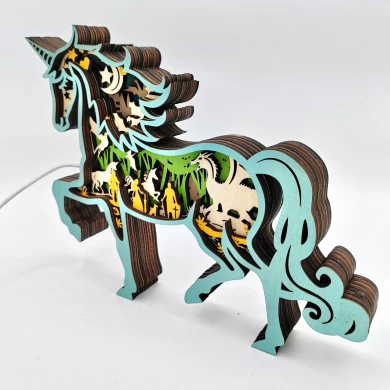 Sculpture licorne en bois - USB