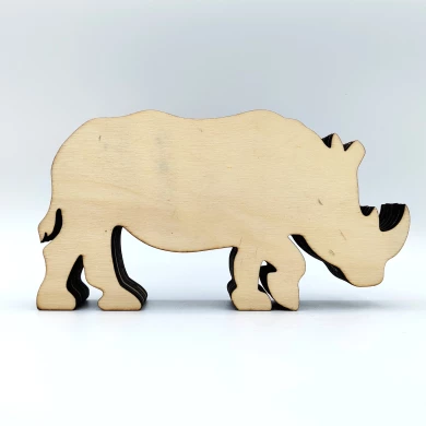 Sculpture rhinocéros en bois