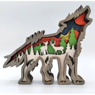 Sculpture petit loup en bois