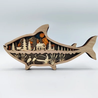 Sculpture poisson en bois