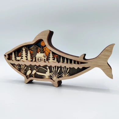 Sculpture poisson en bois