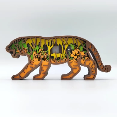 Sculpture tigre en bois