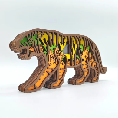 Sculpture tigre en bois