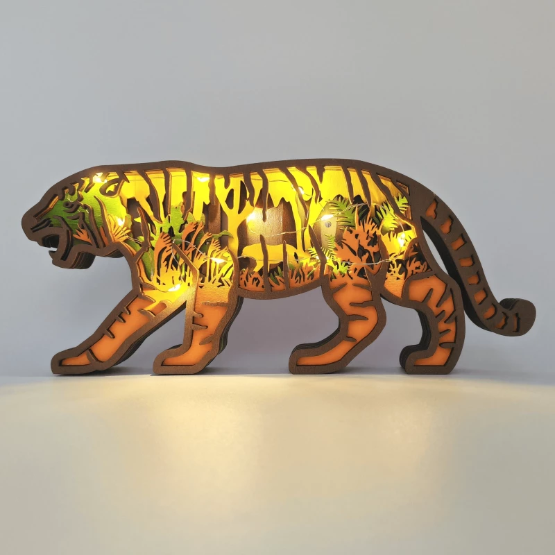 Sculpture tigre en bois