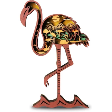 Sculpture flamant rose en bois - USB